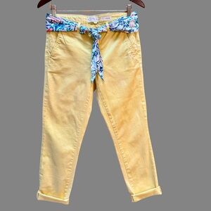 Anthropologie - Relaxed ☀️ Yellow Chino w/Pop of Color Scarf Belt - 27P